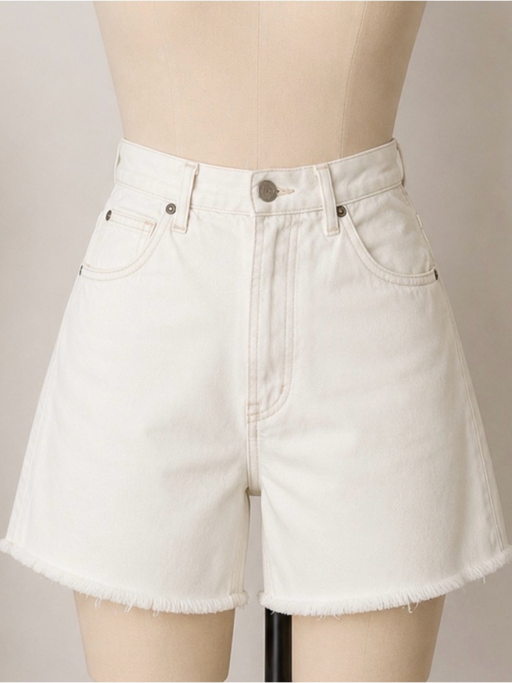 Agolde White High-Rise Raw Hem Denim Shorts SZ 27